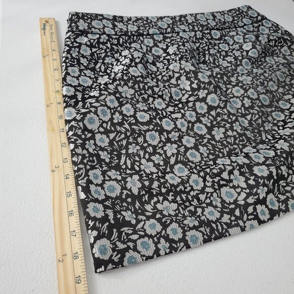 Loft Womens Black Floral Jacquard Mini Skirt Size 14 Pockets Cottage Boho NWT - Picture 9 of 10